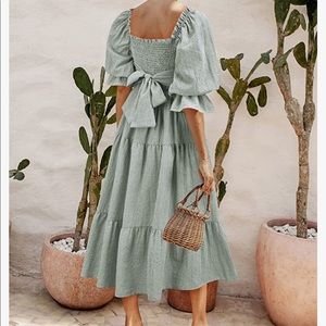 UIMLK bought from Amazon green gingham peasant dress